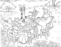 A coloring page of winnie the pooh - group